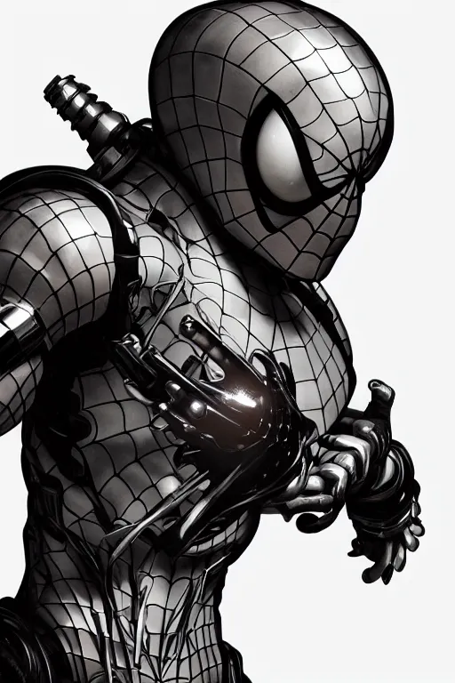Image similar to T800 endoskeleton mixed with Spiderman, RPG Reference, art by ilya kuvshinov, artgerm, Alphonse mucha, and Greg Rutkowski, Trending on Artstation, octane render, Insanely Detailed, 8k, HD