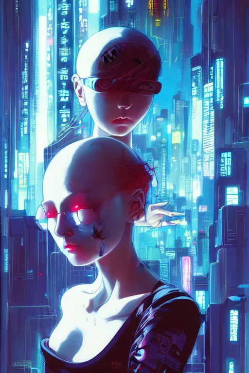 Image similar to prompt : city cyberpunk girl portrait soft light painted by james jean and katsuhiro otomo and erik jones, inspired by akira anime, smooth face feature, intricate oil painting, high detail illustration, sharp high detail, manga and anime 1 9 9 9