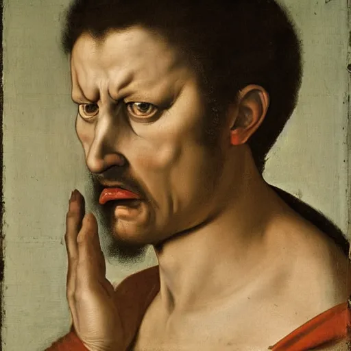 Image similar to an angry man, mannerism, by Agnolo Bronzino