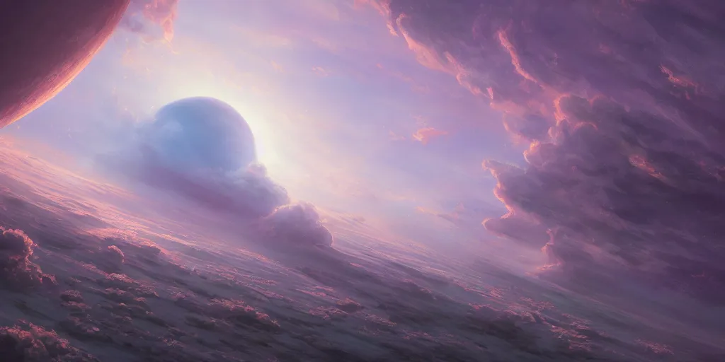 Image similar to beautiful digital illustration of a curvilinear Comet coming toward earth by Andreas Rocha, curvilinear architecture, fluffy pastel clouds, cinematic, architecture, concept art, deviantArt, artsation, artstation HQ, HD, 16k resolution, smooth, sharp detail, amazing depth, octane, finalRender, Unreal Engine