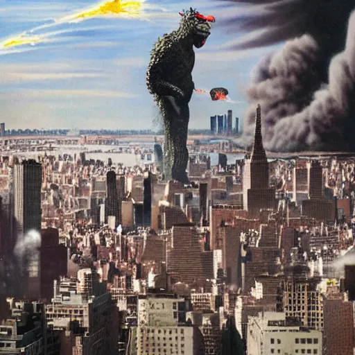 kim jong un as godzilla destroying manhattan new york | Stable ...