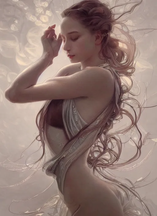 Image similar to ultra realistic illustration, ballerina, sci - fi, fantasy, intricate, elegant, highly detailed, digital painting, artstation, concept art, smooth, sharp focus, illustration, art by artgerm and alphonse mucha