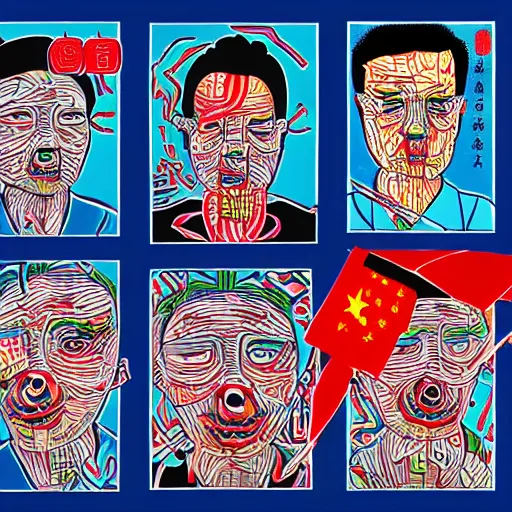 Prompt: chinese surgery on a patient, in the style of daniel johnston and outsider art, 4 k, line brush, overlaid with chinese adverts