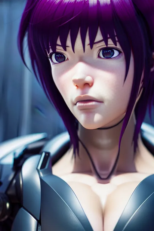 Image similar to weta disney pixar movie still portrait photo of ghost in the shell anime : : as motoko kusanagi by pixar : : by ilya kuvshinov, rossdraws, artgerm, maxim cover, octane render, 3 d, volumetric lighting, anti aliasing, raytracing : :