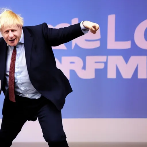 Prompt: photo of Boris Johnson dancing