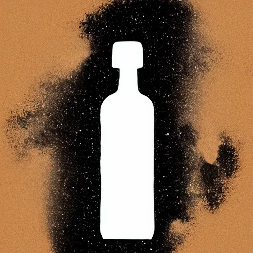 Image similar to bottle with liquid universe, minimalist background