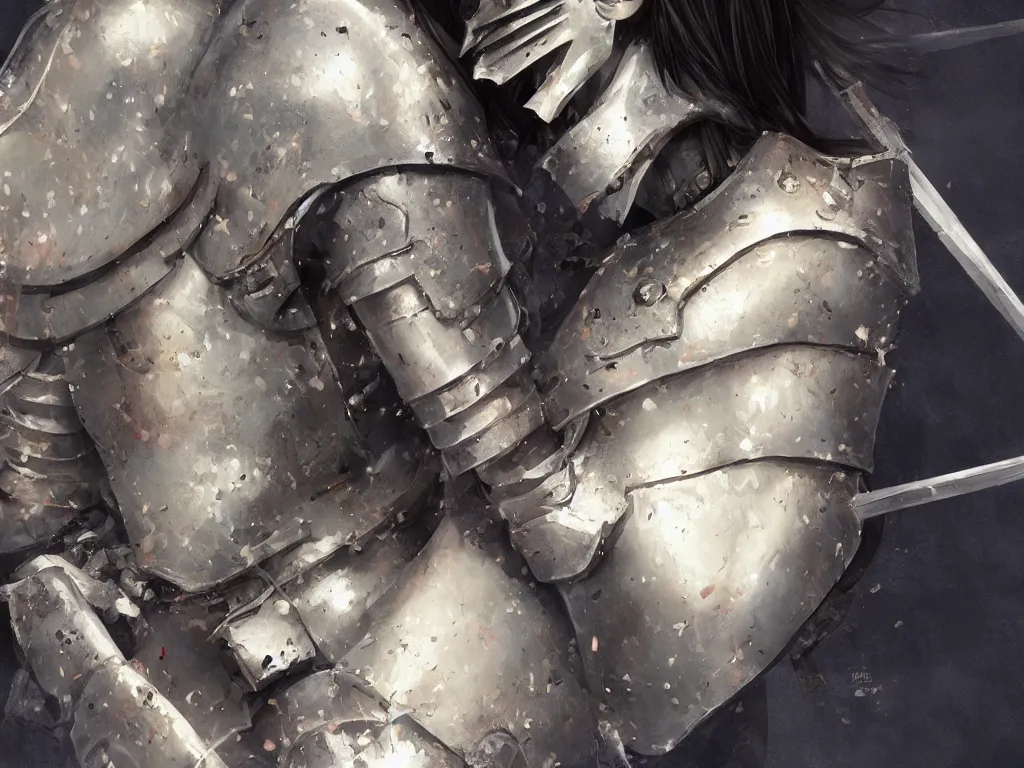 Image similar to close up of a wounded samurai in full armor, by fiona staples and range murata