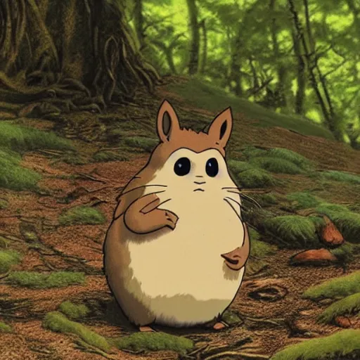 Prompt: small cute creature in the forest made by studio ghibli, spirit