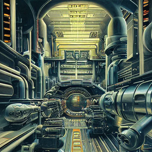 Image similar to painting of a syd mead scifi ancient civilzation interior engine room, greg rutowski