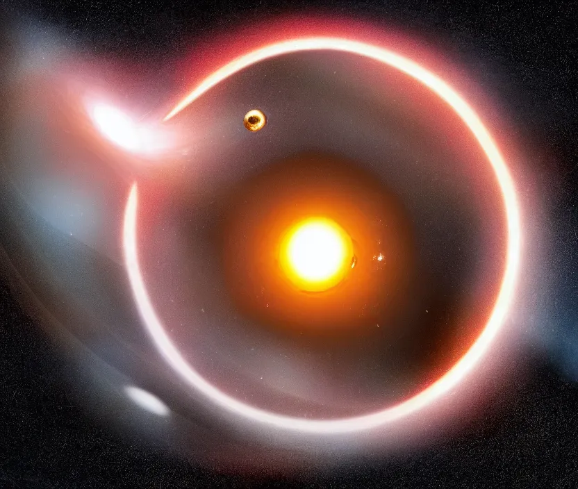 Image similar to detailed photo of a planet deteriorating as it's being devoured by a black hole