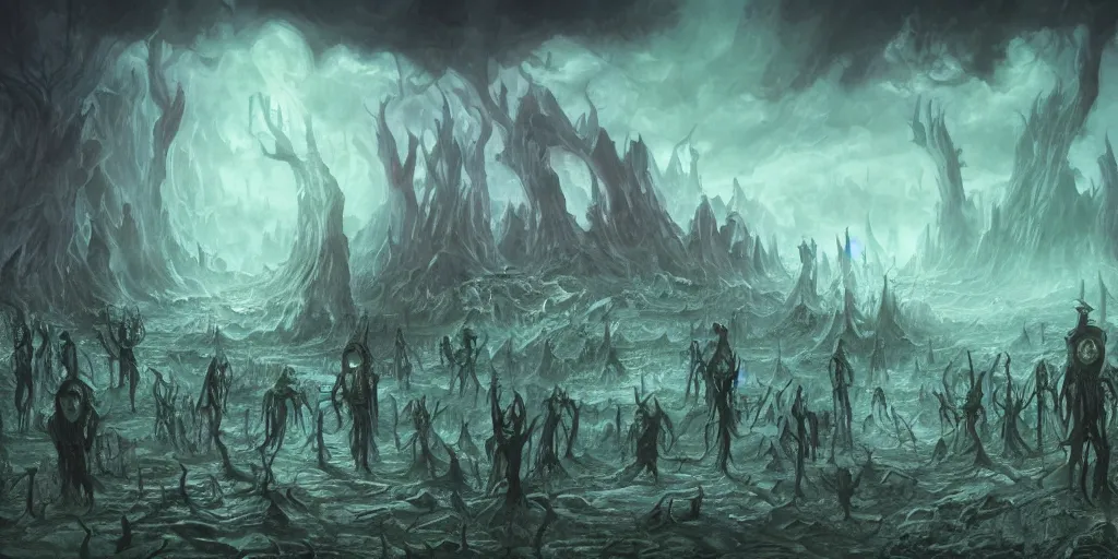 Prompt: eldritch hellscape