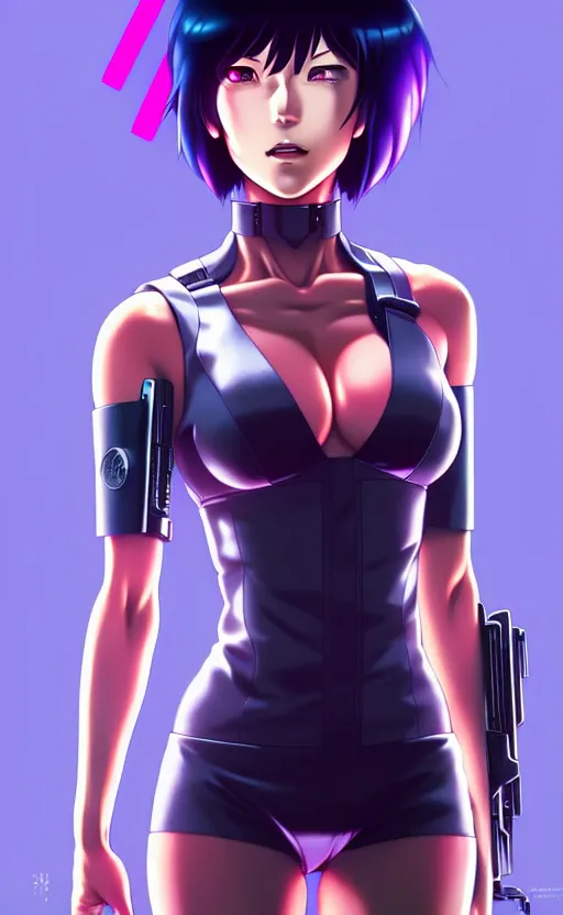 Image similar to a fullbody portrait of motoko kusanagi the major ghost in the shell : : stand alone complex, under repairs, maintenance : : by ilya kuvshinov, rossdraws, artgerm, sola digital arts, anti aliasing, raytracing : :