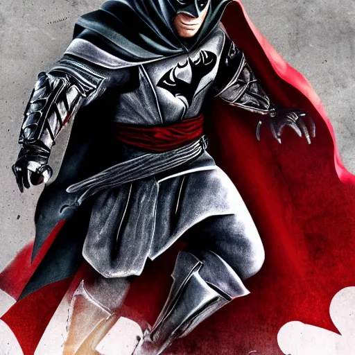 Prompt: Ezio Auditore as Batman, detailed