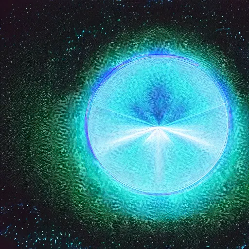 Prompt: a black background with blue and green lights, a hologram by puru, tumblr, holography, glowing lights, black background, luminescence