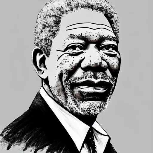 Image similar to An illustration of Morgan Freeman in the style of MeatCanyon, Face Portrait, hyper detailed, deviantart,