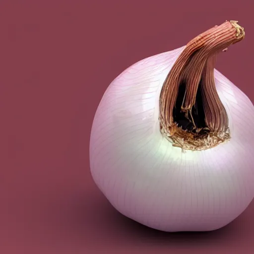 Image similar to 3d render, onion crying art, 2d