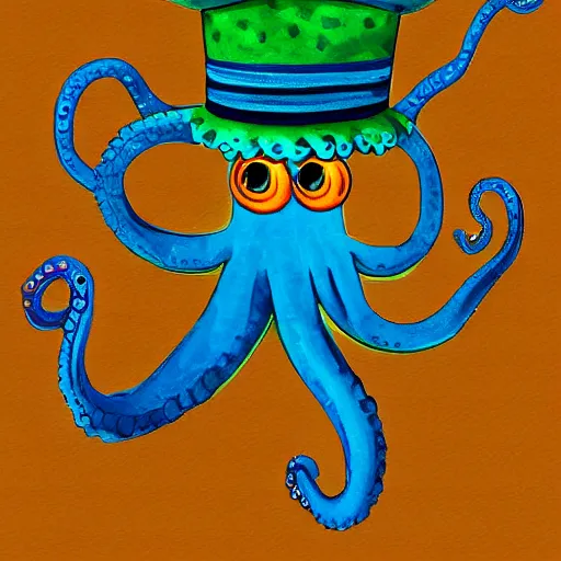 Image similar to octopus with a sombrero, photorealistic