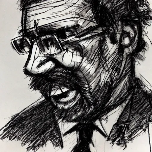 Image similar to a realistic yet scraggly portrait sketch of the side profile of a stern and sophisticated the demoman, trending on artstation, intricate details, in the style of frank auerbach, in the style of sergio aragones, in the style of martin ansin, in the style of david aja, in the style of mattias adolfsson