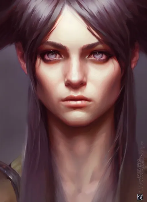 Image similar to a _ fantasy _ style _ portrait _ painting _ of young adult, black fringe hair, round face, rpg dnd oil _ painting _ unreal _ 5 _ daz. _ rpg _ portrait _ extremely _ detailed _ artgerm _ greg _ rutkowski _ greg