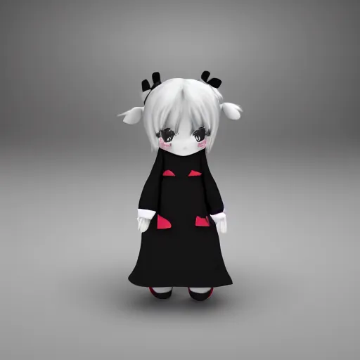 Image similar to cute fumo plush of a girl who slipped through the cracks of reality and noclipped out of bounds, vray, black and white and red