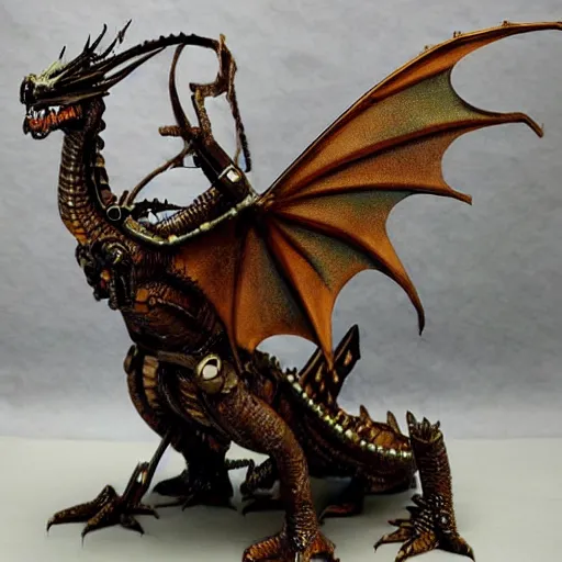 Image similar to steampunk dragon that transforms into a castle