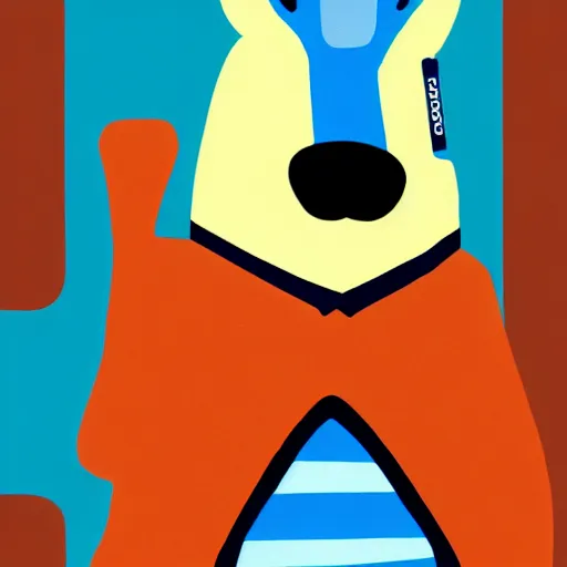 Prompt: steve on blues clues with a blue cartoon flat minimalist cartoon dog trending on artstation digital paint 4 k 8 k digital painting