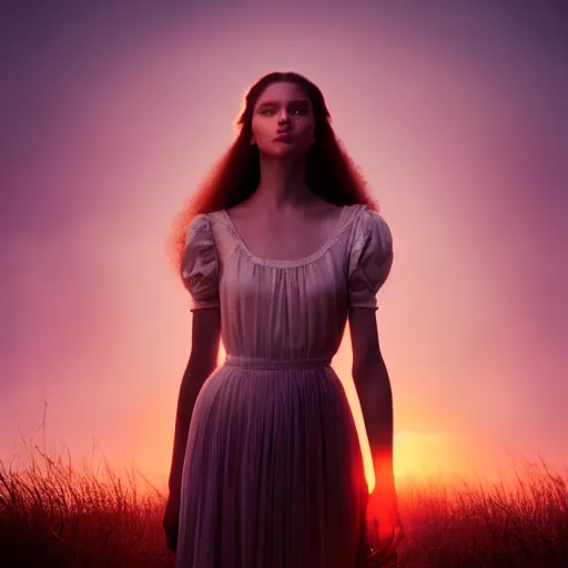 Image similar to photographic portrait of a stunningly beautiful renaissance in soft dreamy light at sunset, contemporary fashion shoot, by edward robert hughes, annie leibovitz and steve mccurry, david lazar, jimmy nelsson, breathtaking, 8 k resolution, extremely detailed, beautiful, establishing shot, artistic, hyperrealistic, beautiful face, octane render