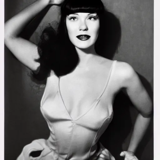 Image similar to betty page as a real person photo by annie leibovitz