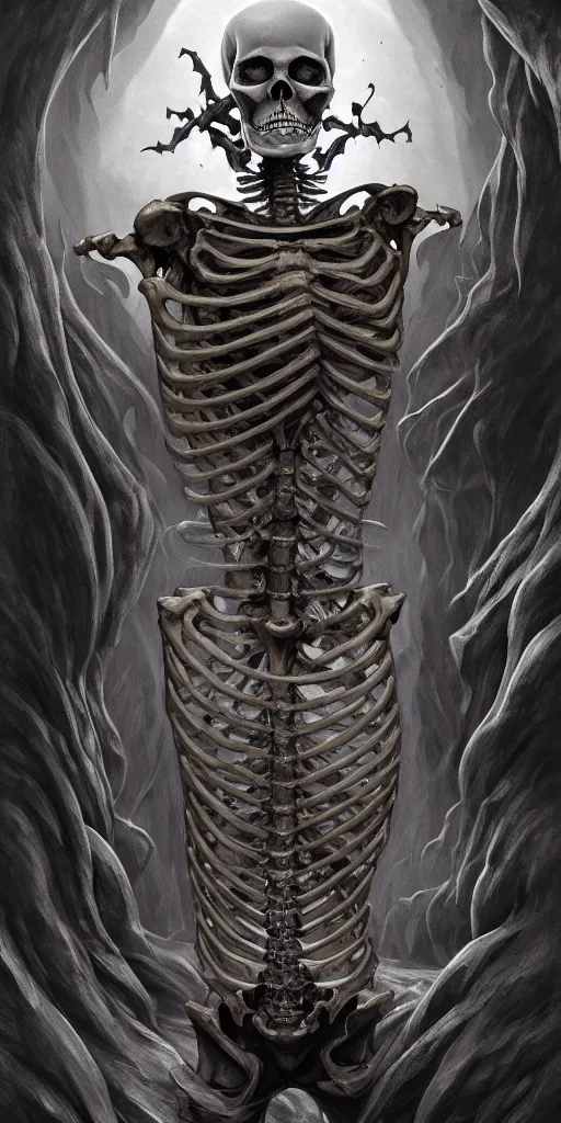 Image similar to a human skeleton slowly transforming into a book, matte oil painting and d & d art, eldritch, pages, spiral, cosmic, award - winning, extremely detailed, sharp focus, 4 k