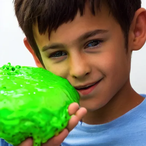 Prompt: a boy and his slime