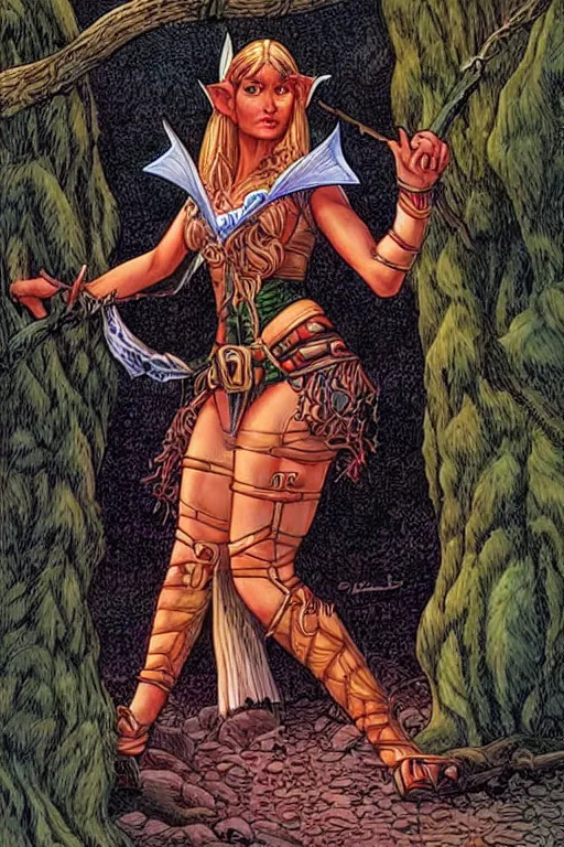 Prompt: A beautiful Elf woman by larry Elmore