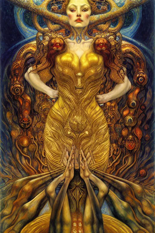 Image similar to Divine Chaos Engine by Karol Bak, Jean Delville, William Blake, Gustav Klimt, and Vincent Van Gogh, symbolist, visionary