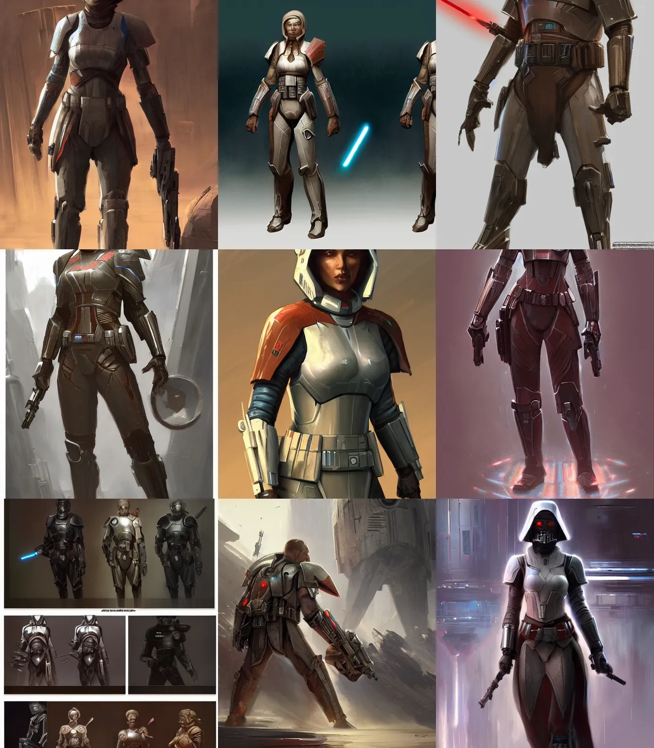 Prompt: Star wars the old republic video game armor concept art, muted colors, intricate painting, by Craig Mullins, artstation, hyper detailed, cinematic