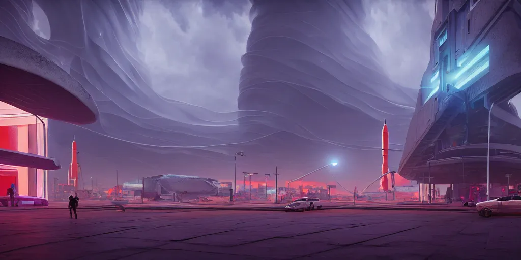 Prompt: a futuristic traditional mexican colony, no people on the streets, blade runner 2 0 4 9 city architecture, cyberpunk mexican futuristic luis barragan colonial architecture, spacex starship rocket launch site, environmental lighting, stormy weather, ray tracing, people walking on street, amazing view, highly detailed, heavy traffic, neon shops, octane render, unreal engine 5, 4 k