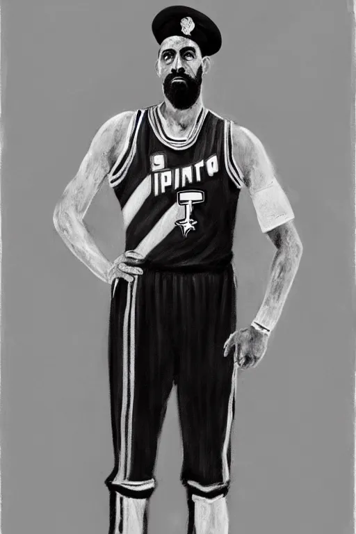 Prompt: full body portrait of the dictator of the san antonio spurs, 1 8 8 9, in full military garb, silver, black, white, oil on canvas by william sidney mount, trending on artstation