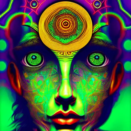 Image similar to An extremely psychedelic portrait of the Third Eye, surreal, LSD, face, detailed, intricate, elegant, lithe, highly detailed, digital painting, artstation, concept art, smooth, sharp focus, illustration