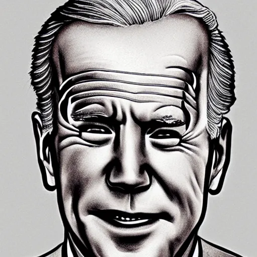 Image similar to joe biden face closeup, zentangle style