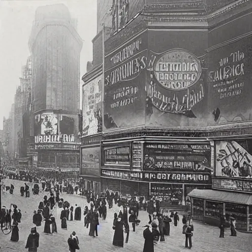 Image similar to 1 9 th century photograph of times square, modern aesthetics,