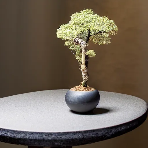 Image similar to a photo of 8k Ikebana, ohararyu, wide angle, sony a7r3, ultra detail, photorealistic, in simple background