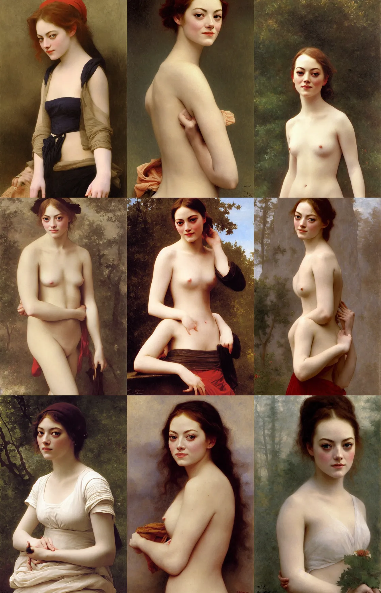 Prompt: painting of emma stone by william bouguereau