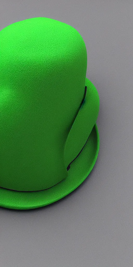 Image similar to plushie toy light green playpus in fedora, 3D-Render, realistic