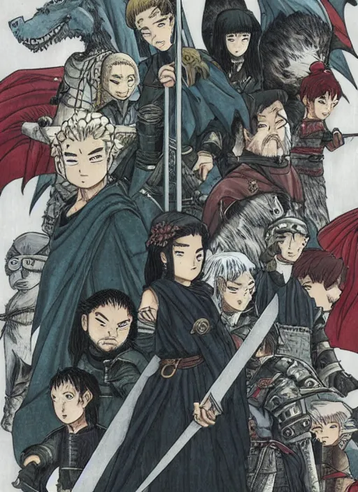 Image similar to game of thrones manga cover by akira toriyama