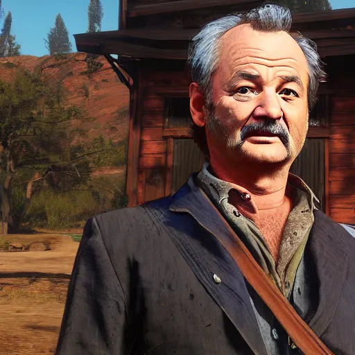 Prompt: Bill Murray in Red Dead Redemption 2, by Ilya Repin