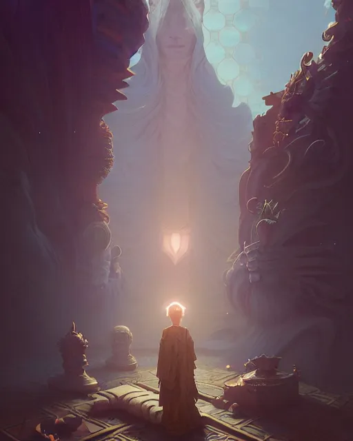 Image similar to highly detailed surreal vfx portrait of a sacred boss ross, stephen bliss, unreal engine, greg rutkowski, loish, rhads, beeple, makoto shinkai and lois van baarle, ilya kuvshinov, rossdraws, tom bagshaw, alphonse mucha, global illumination, detailed and intricate environment