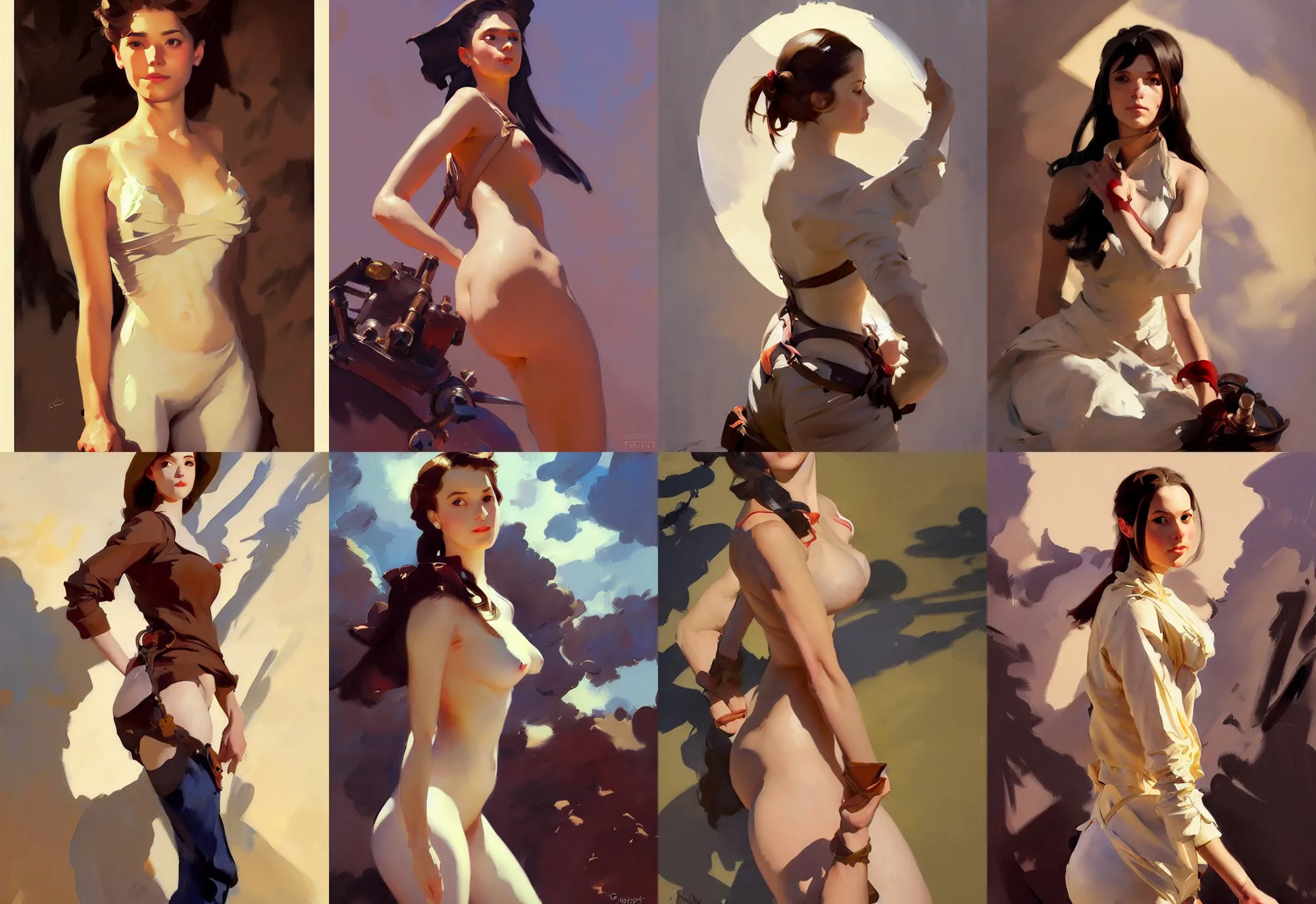 Prompt: portrait of girl spain instagram model jodhpurs greg manchess painting by sargent and leyendecker, studio ghibli, fantasy, medium shot, asymmetrical, intricate, elegant, matte painting, illustration, hearthstone, by greg rutkowski, by greg tocchini, by james gilleard, by joe fenton