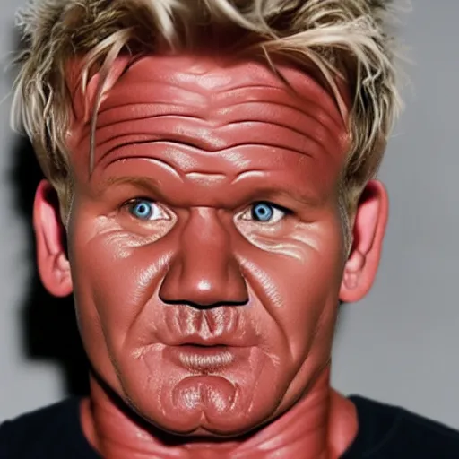 Image similar to gordon ramsay's face on a cooked leg of ham