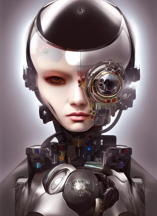 Image similar to portrait of a cyborg woman by Takashi Murakami, hyper detailled, trending on artstation