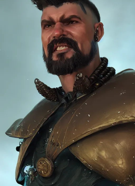 Prompt: A comic book style portrait painting of a fantasy warrior, unreal 5, DAZ, octane render