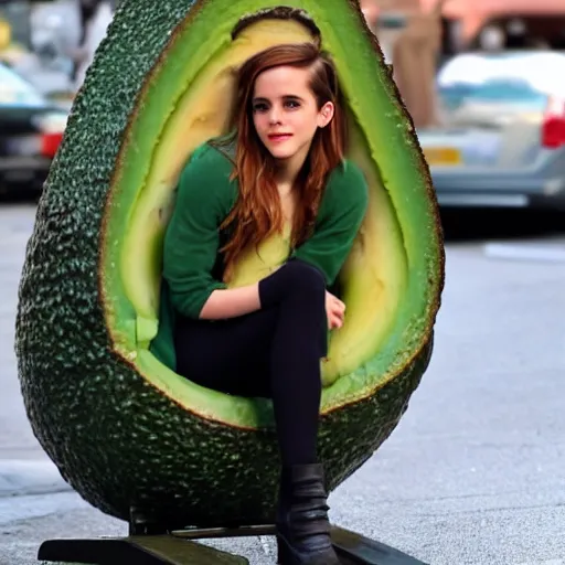 Image similar to emma watson as an avocado chair