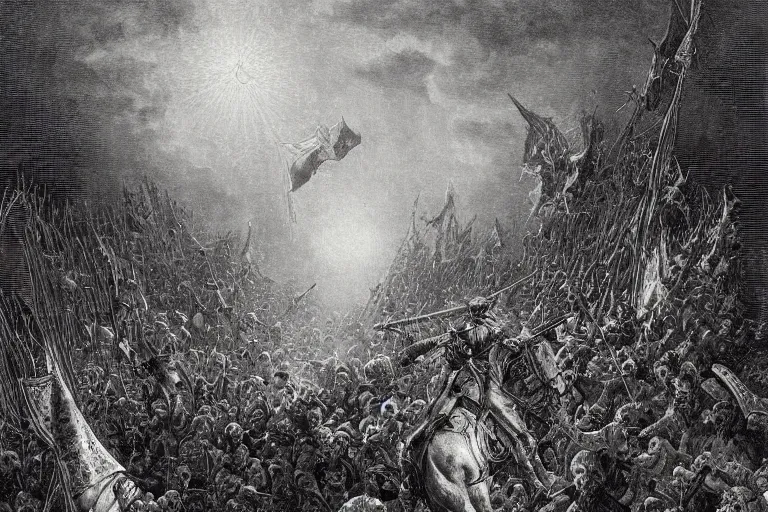 Image similar to painting of big opened book, don quixote comes from the book, cinematic romantic magical masterpiece, by gene wolfe, highly detailed painting by gustave dore